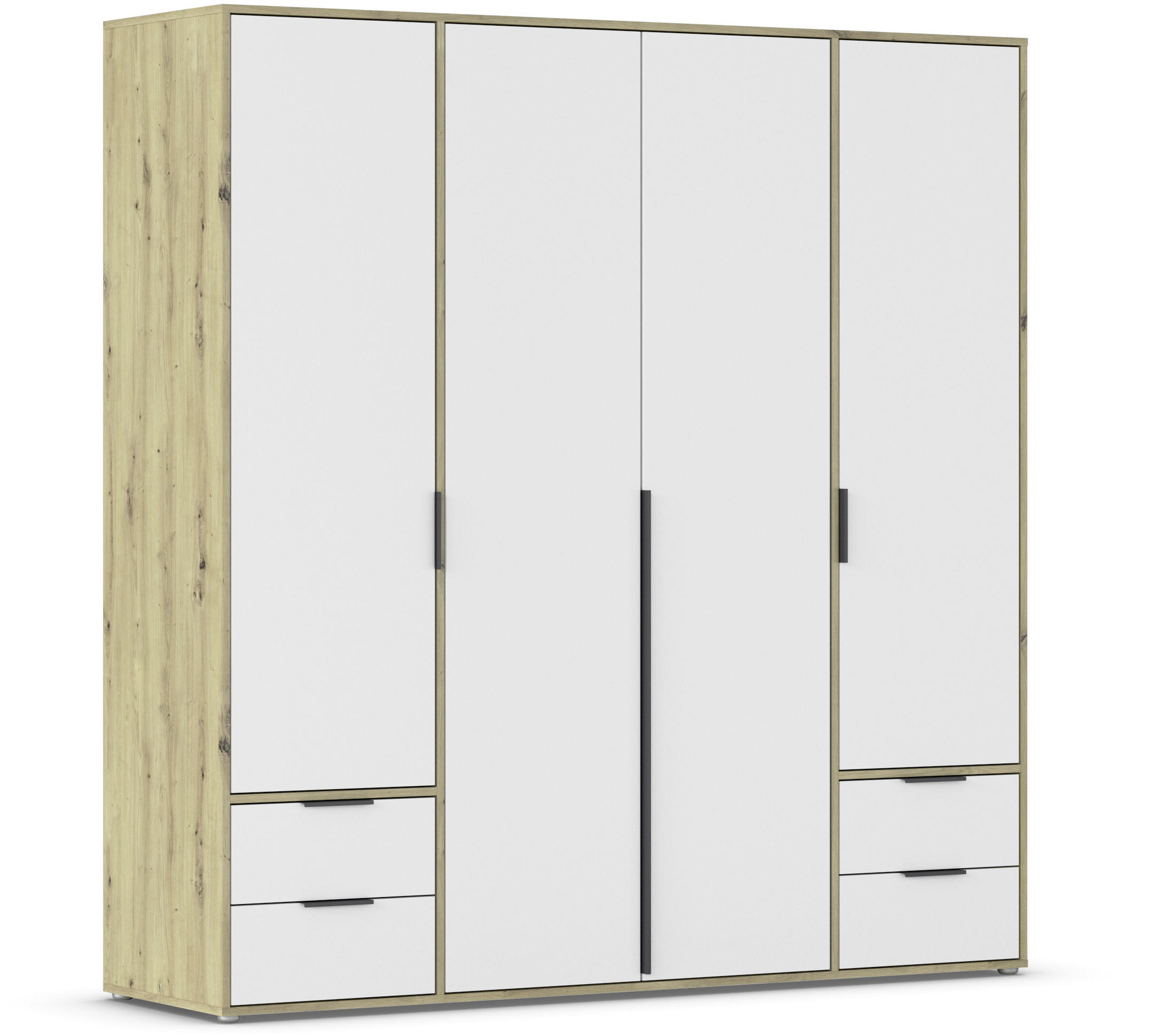 DREHTÜRENSCHRANK 187/194/53 cm 4-türig Weiß, Eiche Artisan  - Weiß/Eiche Artisan, Basics, Holzwerkstoff/Metall (187/194/53cm) - Boxxx