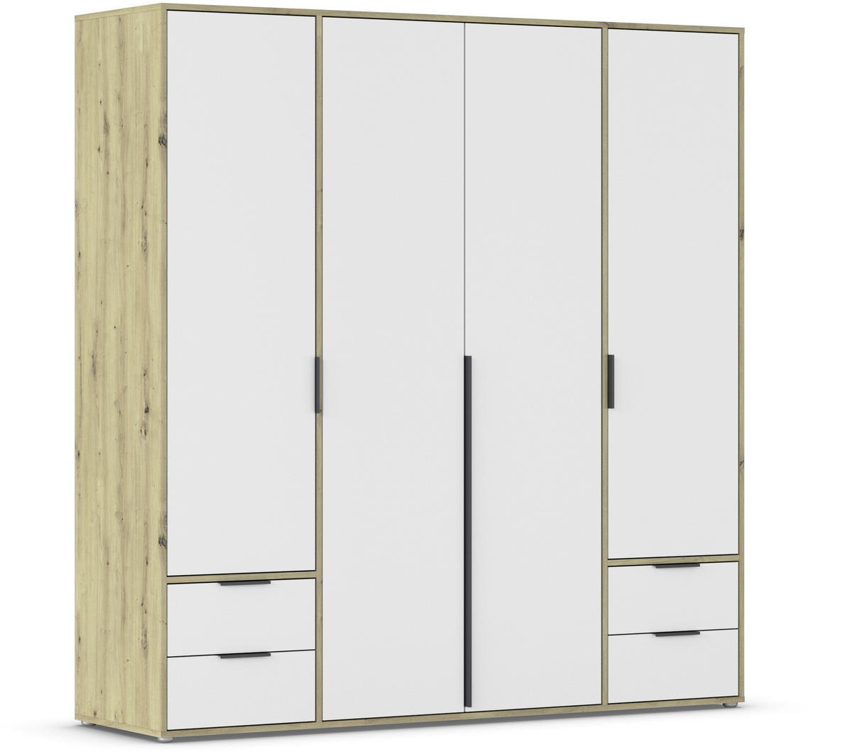 DREHTÜRENSCHRANK in Weiss, Eiche Artisan  - Weiss/Eiche Artisan, Basics, Holzwerkstoff/Metall (187/194/53cm) - Boxxx