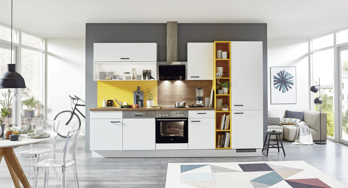 KUCHYNSKÁ LINKA SILVIO 320 - žltá/biela, Design, kompozitné drevo (320cm) - Celina