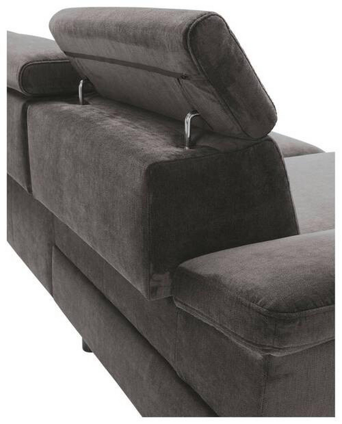 ECKSOFA in Velours Anthrazit  - Anthrazit/Silberfarben, Modern, Textil/Metall (182/262cm) - Trendmanufaktur