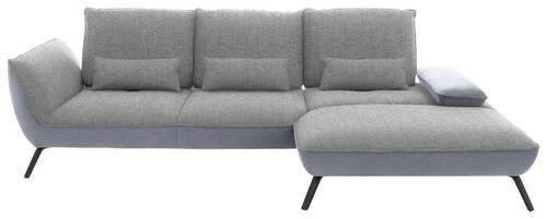 ECKSOFA in Flachgewebe Hellgrau  - Hellgrau/Schwarz, Design, Textil/Metall (301/191cm) - Moderano