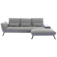 ECKSOFA in Flachgewebe Hellgrau  - Hellgrau/Schwarz, Design, Textil/Metall (301/191cm) - Moderano
