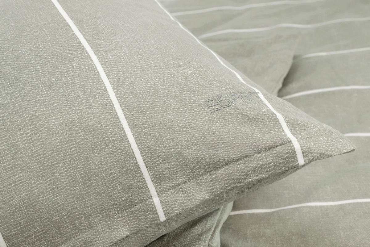 WENDEBETTWÄSCHE E-HarpStripe-F Flanell 135/200 cm  - Hellgrau/Grau, Design, Textil (135/200cm) - Esprit
