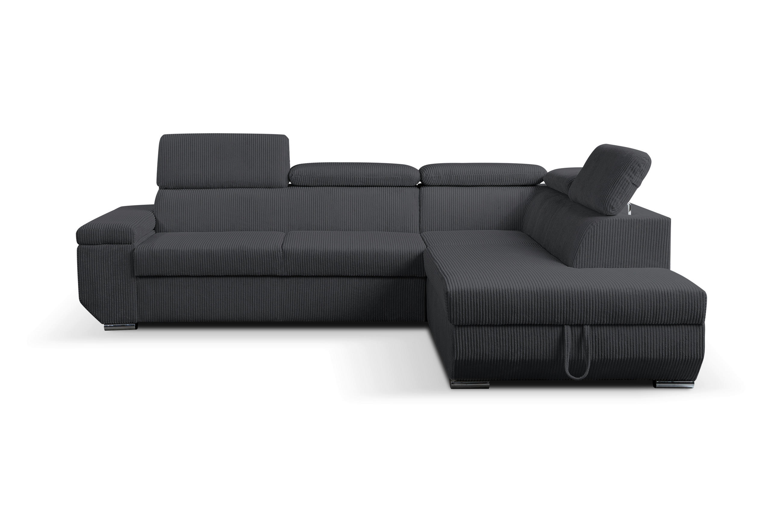 ECKSOFA LARS I Anthrazit Cord  - Chromfarben/Anthrazit, Design, Kunststoff/Textil (264/215cm) - Livetastic