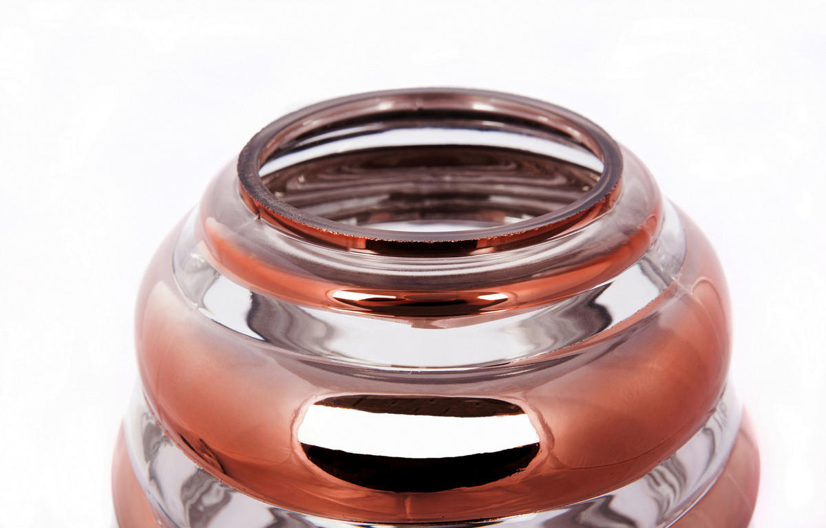 TISCHLEUCHTE - Kupferfarben, Trend, Glas/Metall (17/17/29cm) - Kayoom