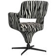 ARMLEHNSTUHL  Stoffauswahl, Sitzfläche 360° drehbar, automatische Rückholfunktion Mikrofaser  - Schwarz/Weiß, Design, Textil/Metall (61/84/63cm) - Novel