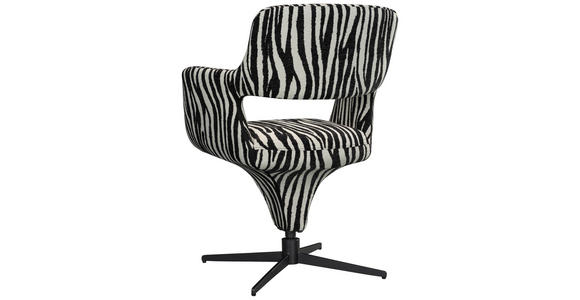 ARMLEHNSTUHL  Stoffauswahl, Sitzfläche 360° drehbar, automatische Rückholfunktion Mikrofaser  - Schwarz/Weiß, Design, Textil/Metall (61/84/63cm) - Novel