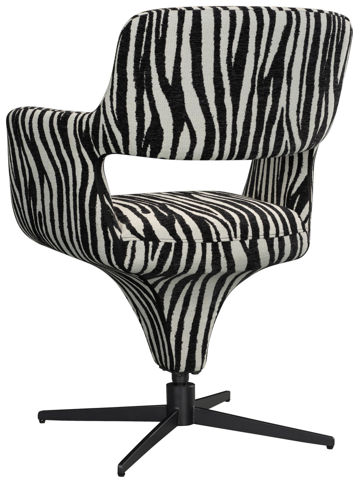 ARMLEHNSTUHL  Stoffauswahl, Sitzfläche 360° drehbar, automatische Rückholfunktion Mikrofaser  - Schwarz/Weiß, Design, Textil/Metall (61/84/63cm) - Novel