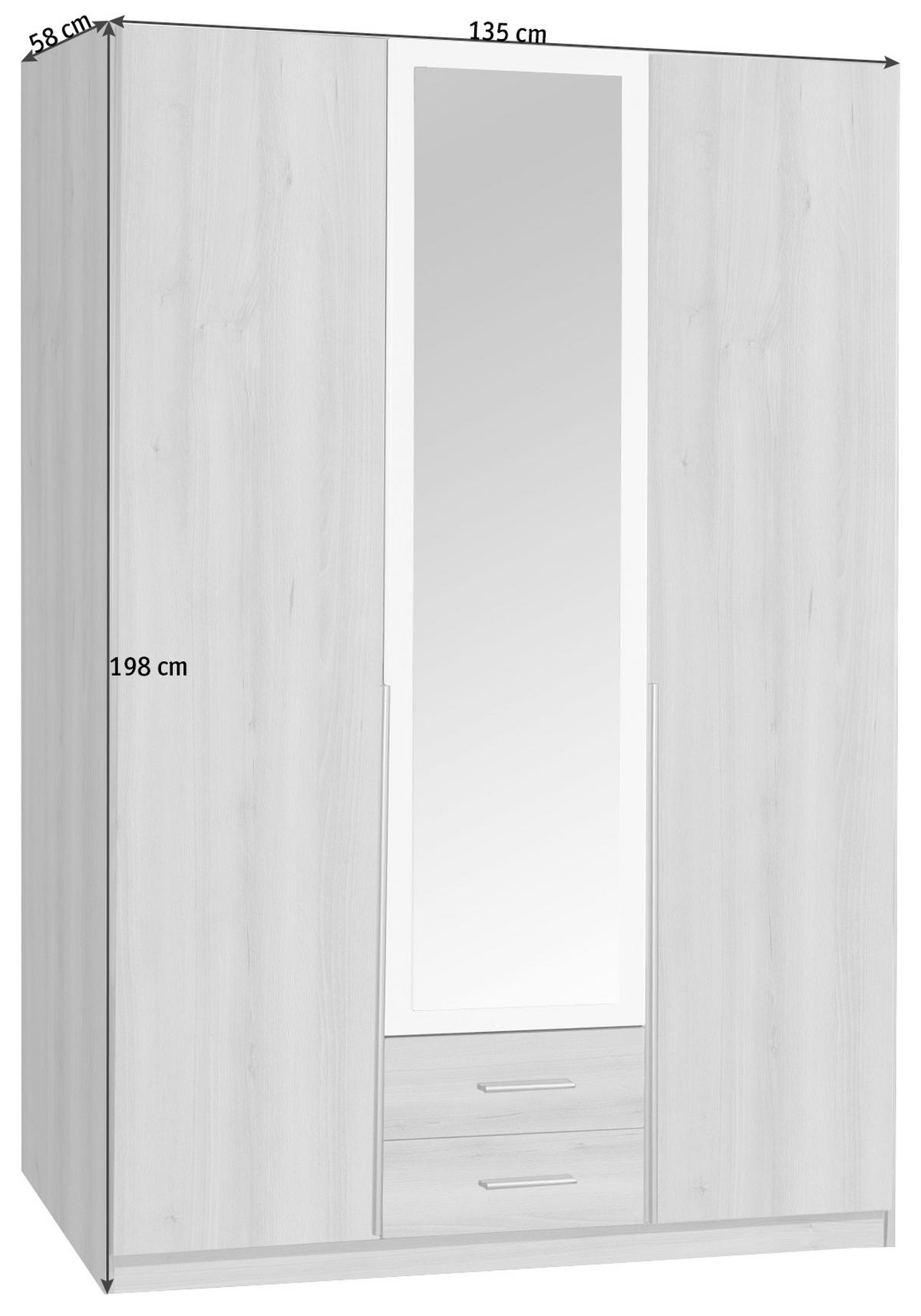 OMARA S KLASIČNIMI VRATI, barve grafita, bela  - barve hrasta/bela, Design, umetna masa/leseni material (135/198/58cm) - Carryhome