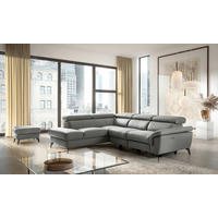 ECKSOFA SONO in Lederlook Echtleder Anthrazit Armteilverstellung, Kopfteilverstellung  210/265 cm  - Anthrazit/Schwarz, Design, Leder/Textil (210/265cm) - Livetastic