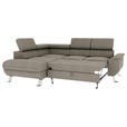 ECKSOFA Greige Struktur  - Greige/Silberfarben, KONVENTIONELL, Textil/Metall (207/268cm) - Carryhome