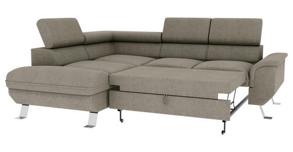 ECKSOFA Greige Struktur  - Greige/Silberfarben, KONVENTIONELL, Textil/Metall (207/268cm) - Carryhome