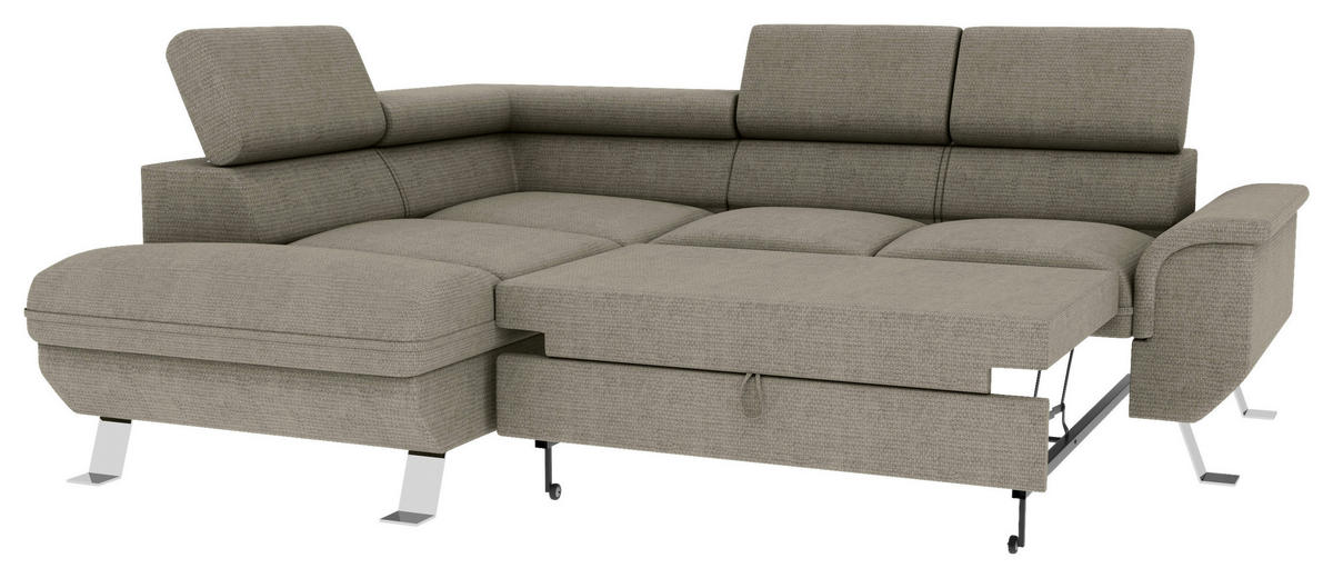ECKSOFA in Struktur Greige  - Greige/Silberfarben, Konventionell, Textil/Metall (207/268cm) - MID.YOU