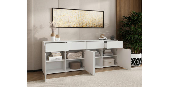 SIDEBOARD  220/80/40 cm 4 Schublade(n)  - Silberfarben/Weiß, Design, Holzwerkstoff/Kunststoff (220/80/40cm) - Xora