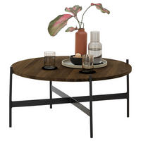 COUCHTISCH Eiche massiv 83/83/39 cm rund Schwarz, Eiche dunkel  - Eiche dunkel/Schwarz, Natur, Holz/Metall (83/83/39cm) - SetOne by Musterring