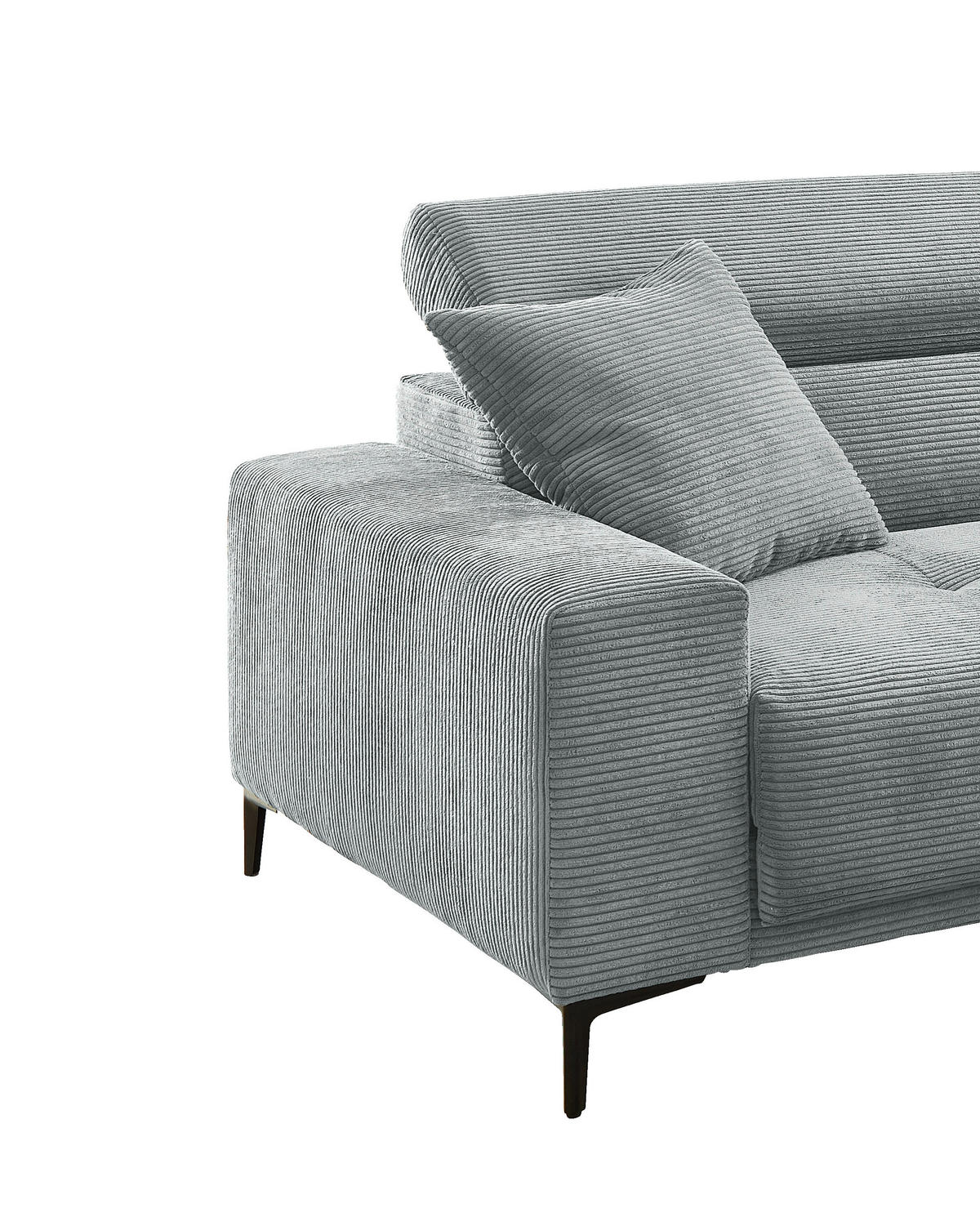 ECKSOFA Cord Hellblau  - Schwarz/Hellblau, Basics, Textil/Metall (250/183cm) - Livetastic
