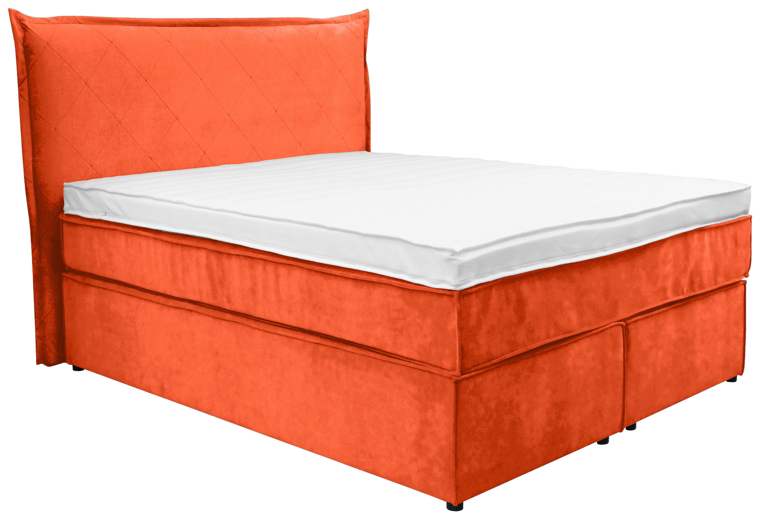 BOXSPRINGBETT 140/200 cm,  in Orange, Matratze, Topper, H3 = fest  - Schwarz/Orange, KONVENTIONELL, Kunststoff/Textil (140/200cm) - Boxxx