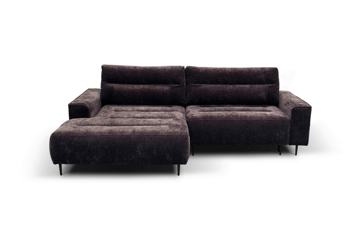 ECKSOFA Struktur Brombeere  - Brombeere/Schwarz, Design, Holz/Textil (160/260cm) - MID.YOU
