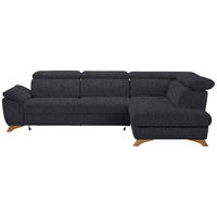 ECKSOFA in Bouclé Schwarz  287/212 cm  - Eichefarben/Schwarz, MODERN, Holz/Textil (287/212cm) - Valnatura