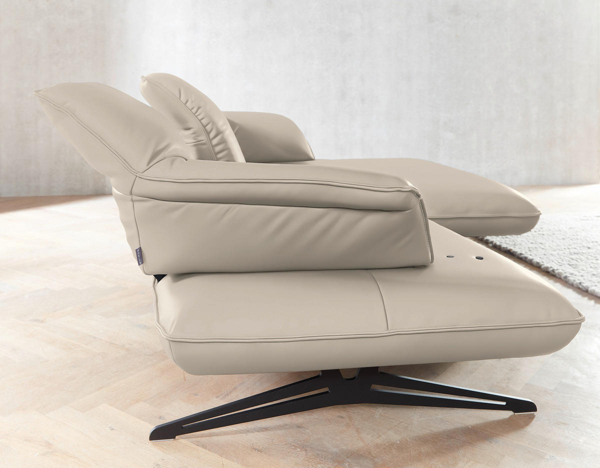 ECKSOFA in Echtleder Cappuccino  252/169 cm  - Beige/Schwarz, Design, Leder/Metall (252/169cm) - Koinor