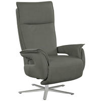 FERNSEHSESSEL in Lederlook (vegan) Grau  - Edelstahlfarben/Grau, Modern, Textil/Metall (77/116/80cm) - Livetastic