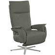 FERNSEHSESSEL Lederlook (vegan) Grau  - Edelstahlfarben/Grau, MODERN, Textil/Metall (77/116/80cm) - Cantus