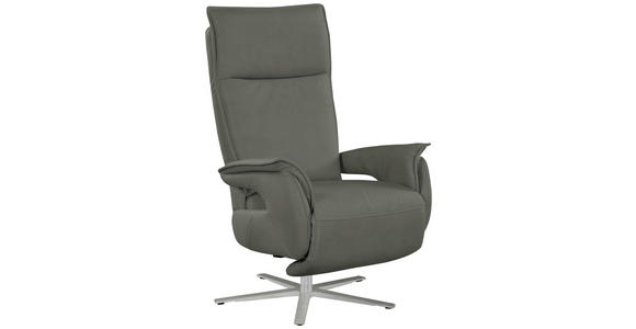 FERNSEHSESSEL Lederlook (vegan) Grau - Edelstahlfarben/Grau, MODERN, Textil/Metall (77/116/80cm) - Cantus