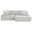 Ecksofa mit Funktion Creme Flachgewebe Zierkissen, Rückenkissen, Bettkasten, Schlaffunktion, Rücken echt, Liegefläche im Originalstoff  - Creme/Schwarz, KONVENTIONELL, Kunststoff/Textil (277/190cm) - Carryhome