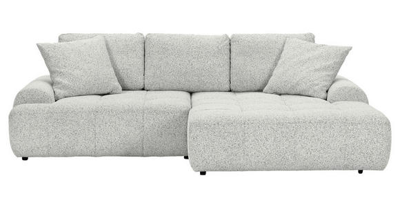 Ecksofa mit Funktion Creme Flachgewebe Zierkissen, Rückenkissen, Bettkasten, Schlaffunktion, Rücken echt, Liegefläche im Originalstoff  - Creme/Schwarz, KONVENTIONELL, Kunststoff/Textil (277/190cm) - Carryhome
