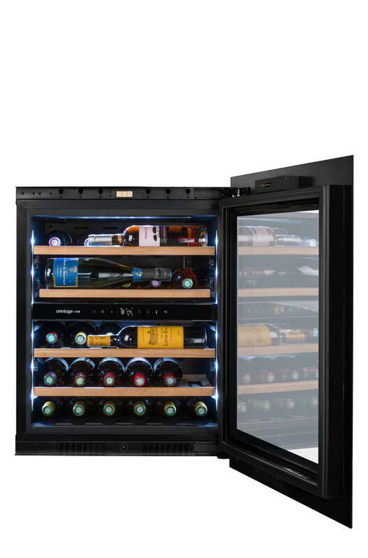WEINKÜHLSCHRANK AVI72PLATINUM  - Schwarz, Basics, Glas/Holz (59,0/71,5/56,5cm)