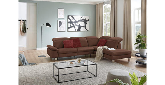 ECKSOFA in Echtleder Braun  - Edelstahlfarben/Braun, Design, Leder/Metall (309/233cm) - Dieter Knoll