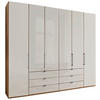 FALTTÜRENSCHRANK 250/216/58 cm 6-türig Champagner, Eiche Bianco  - Schieferfarben/Eiche Bianco, KONVENTIONELL, Glas/Holzwerkstoff (250/216/58cm) - Dieter Knoll