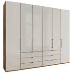 FALTTÜRENSCHRANK 250/216/58 cm 4-türig Champagner, Eiche Bianco  - Schieferfarben/Eiche Bianco, KONVENTIONELL, Glas/Holzwerkstoff (250/216/58cm) - Dieter Knoll