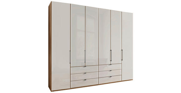 FALTTÜRENSCHRANK 250/216/58 cm 4-türig Champagner, Eiche Bianco  - Schieferfarben/Eiche Bianco, KONVENTIONELL, Glas/Holzwerkstoff (250/216/58cm) - Dieter Knoll