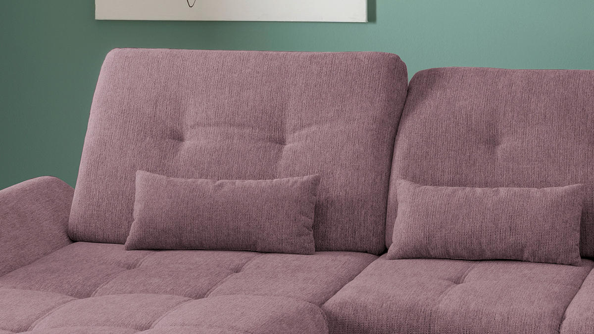 WOHNLANDSCHAFT in Chenille Brombeere  - Chromfarben/Brombeere, Design, Textil/Metall (195/376/254cm) - Livetastic
