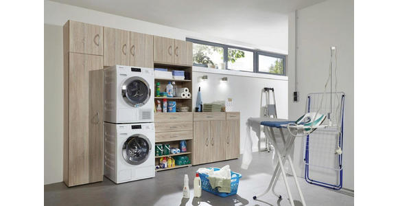 SCHRANK in Eichefarben - Eichefarben/Alufarben, KONVENTIONELL, Holzwerkstoff/Kunststoff (70/185/40cm) - Xora
