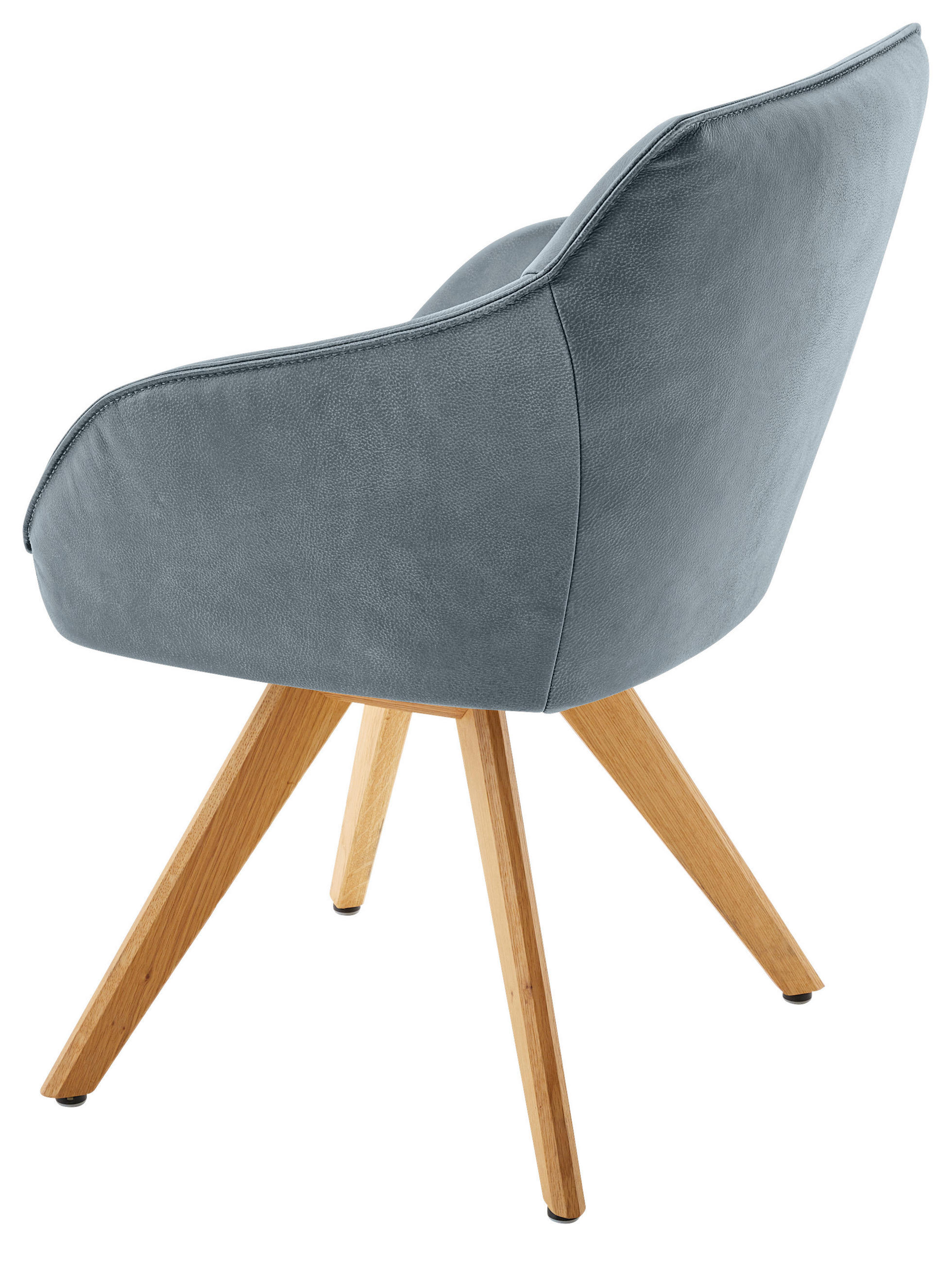 Thumbnail - Koinor Armlehnstuhl, Eiche, Graublau, Holz, Leder, Echtleder, Büffelleder, Wildeiche, massiv, konisch, eckig, 60x84x67 c...