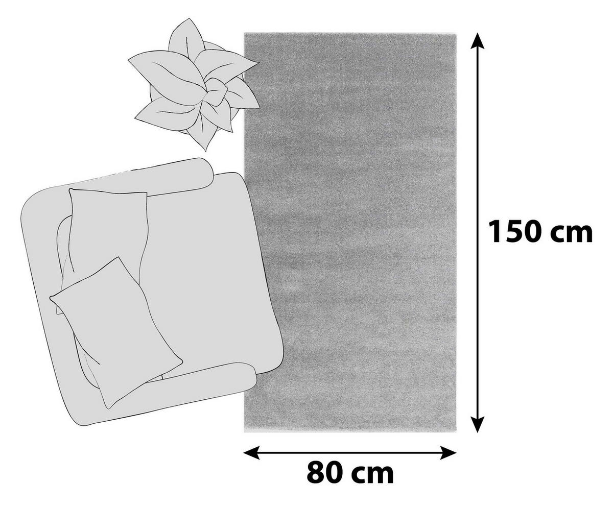 HOCHFLORTEPPICH 80/150 cm Pure Silberfarben  - Silberfarben, Basics, Textil (80/150cm) - Schöner Wohnen