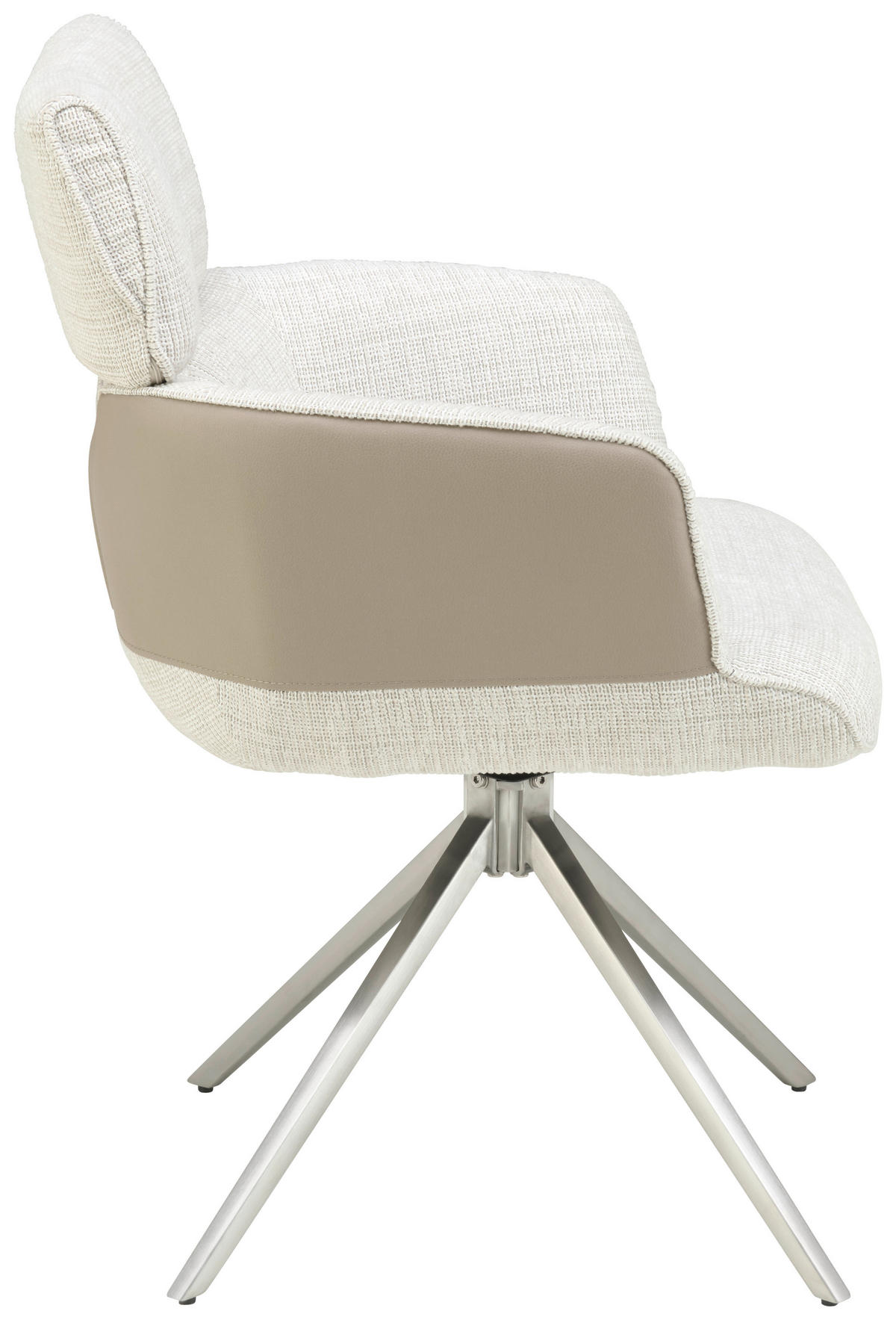 ARMLEHNSTUHL  in Edelstahl Webstoff, Mikrofaser  - Taupe/Edelstahlfarben, KONVENTIONELL, Textil/Metall (59,5/90,5/64,5cm) - Livetastic