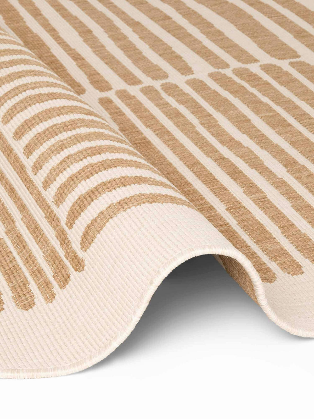 FLACHWEBETEPPICH 200 cm Haringey Weiß, Sandfarben rund  - Sandfarben/Weiß, Design, Kunststoff (200cm)