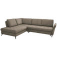 ECKSOFA in Struktur Greige  - Greige/Schwarz, Natur, Textil/Metall (233/288cm) - Valnatura