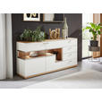 SIDEBOARD Weiß, Wildeiche  180,3/83,9/42,4 cm  - Wildeiche/Edelstahlfarben, Design, Glas/Holz (180,3/83,9/42,4cm) - Dieter Knoll