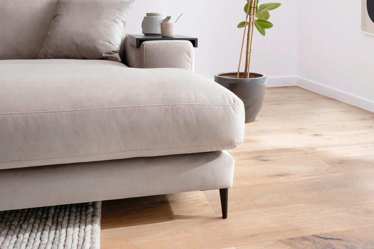 ECKSOFA in Velours Sandfarben  - Sandfarben/Schwarz, Design, Textil/Metall (177/253cm) - Dieter Knoll