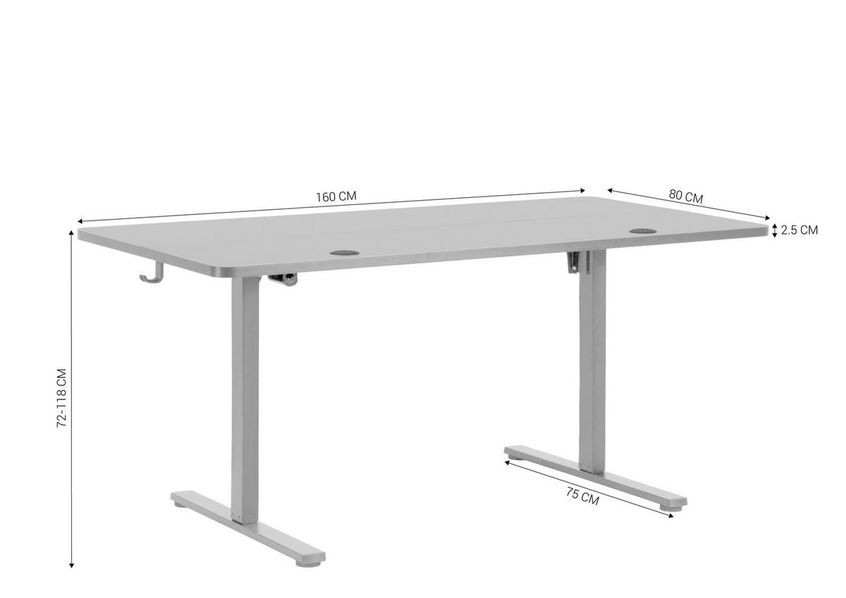 SCHREIBTISCH 160/80/72/118 cm Schwarz höhenverstellbar elektrisch höhenverstellbar  - Schwarz, Modern, Holzwerkstoff/Metall (160/80/72/118cm) - Livetastic