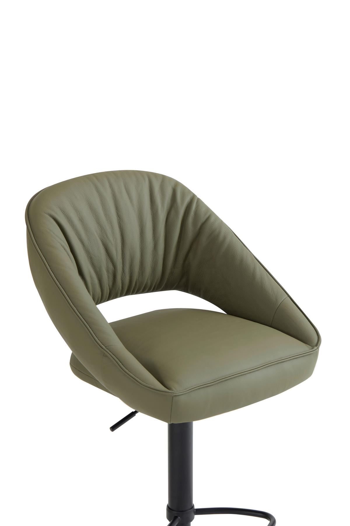 BARHOCKER Echtleder Grün, Schwarz Eisen Sitzfläche 360° drehbar, automatische Rückholfunktion  - Schwarz/Grün, Design, Leder/Metall (56/96-120/59cm) - Dieter Knoll