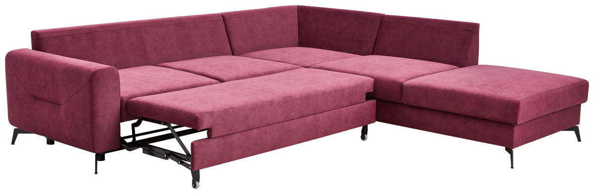 HÖRNSOFFA i chenille bordeaux  - bordeaux/svart, Klassisk, metall/textil (275/257cm) - MID.YOU