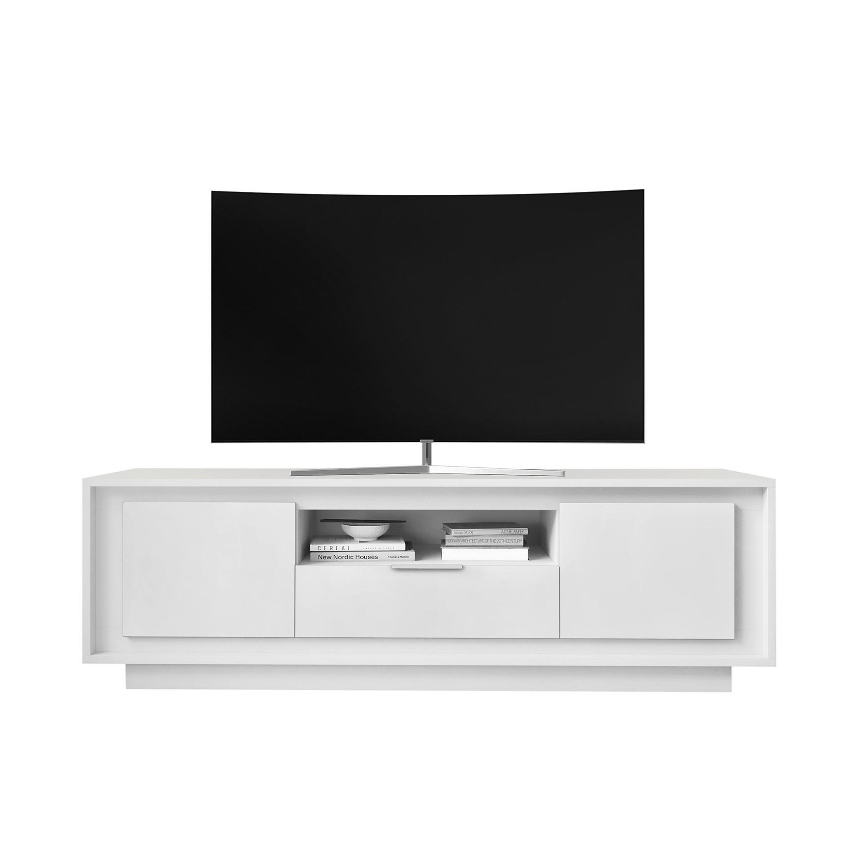 SKRINKA POD TV, biela, 180/58/50 cm - biela/hliníková, Modern, kov/kompozitné drevo (180/58/50cm) - Carryhome