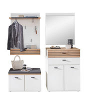 GARDEROBE 3-teilig  in 175/201/40 cm  - Schwarz/Weiß, Design, Glas/Holzwerkstoff (175/201/40cm) - Livetastic