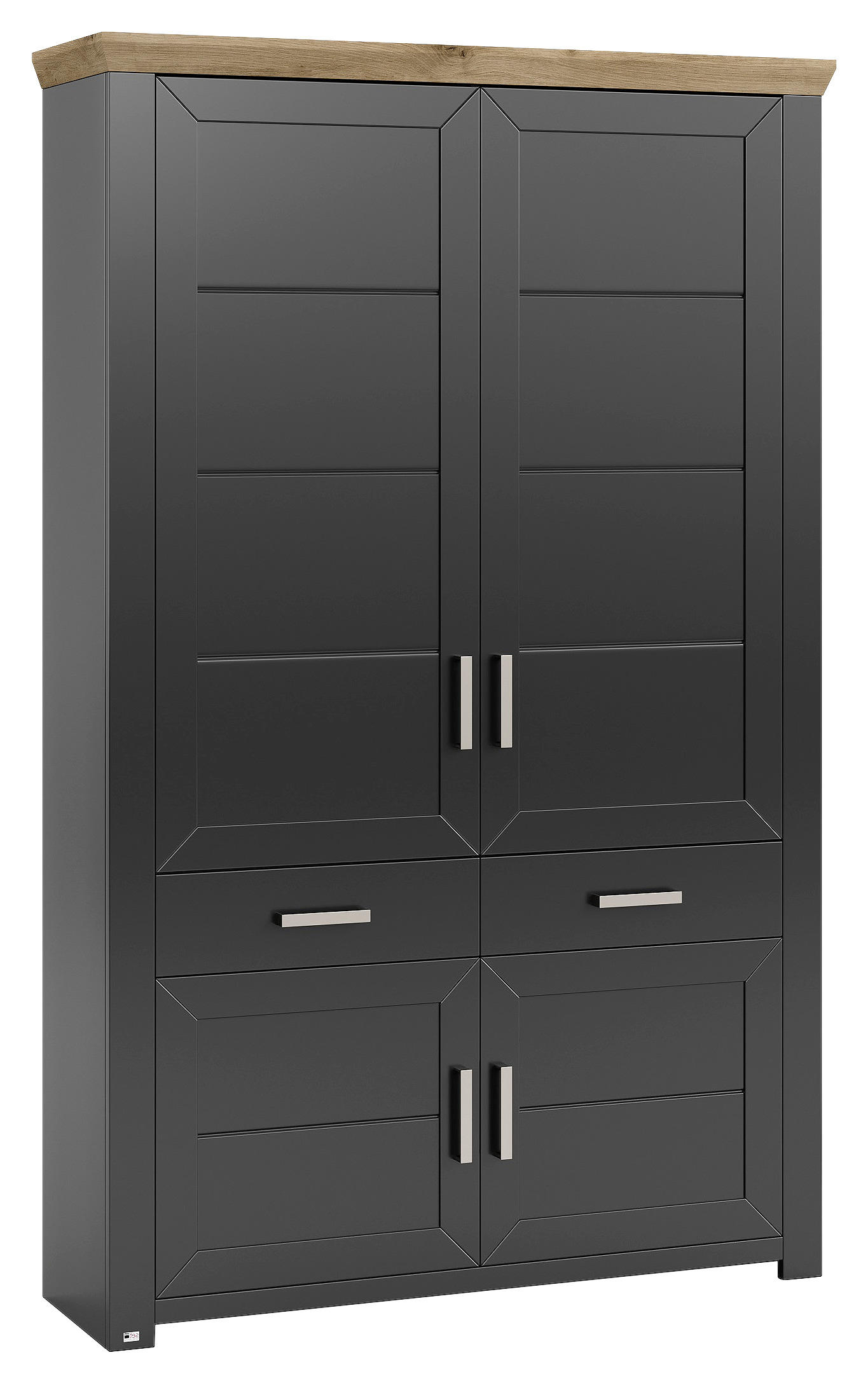 SCHRANK Graphitfarben, Eiche Artisan - Graphitfarben/Eiche Artisan, Design, Holzwerkstoff/Metall (129,3/206,6/42,2cm) - SetOne by Musterring