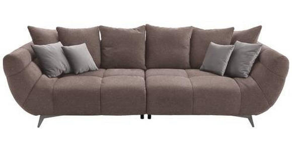 BIGSOFA in Webstoff Taupe  - Taupe/Edelstahlfarben, LIFESTYLE, Textil/Metall (300/95/133cm) - Hom`in